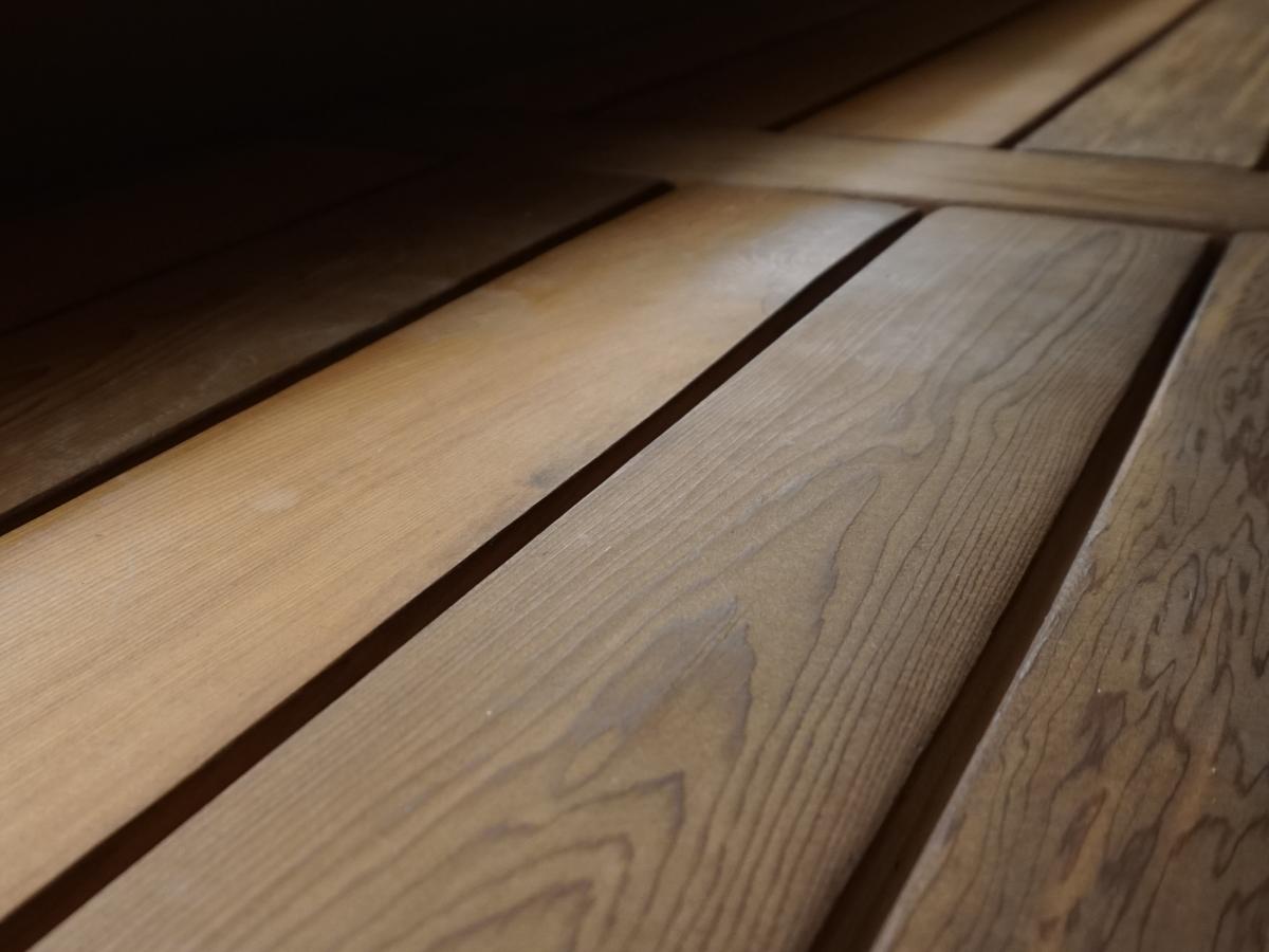 Closeup of wood grain on bench